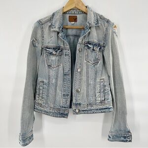 American Eagle Outfitters Light Wash Distressed Jean Jacket